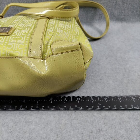 Liz Claiborne Green Logo Patterned Tote Bag With Double Handles - Picture 8 of 13